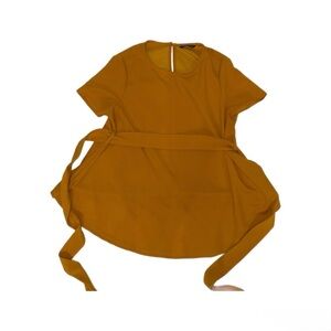 SHEIN Mustard Belted Women's Blouse